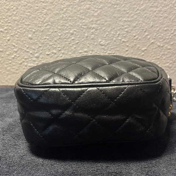 Brighton Quilted Black Leather Crossbody with Silver Chain Strap - Picture 4 of 7
